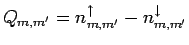 $ Q_{m,m'} =
n^{\uparrow}_{m,m'} - n^{\downarrow}_{m,m'}$